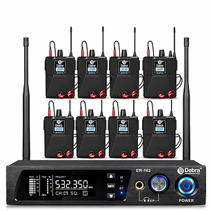 Sistema In Ear Inalámbrico DEBRA ER-102 UHF con 8 Receptores