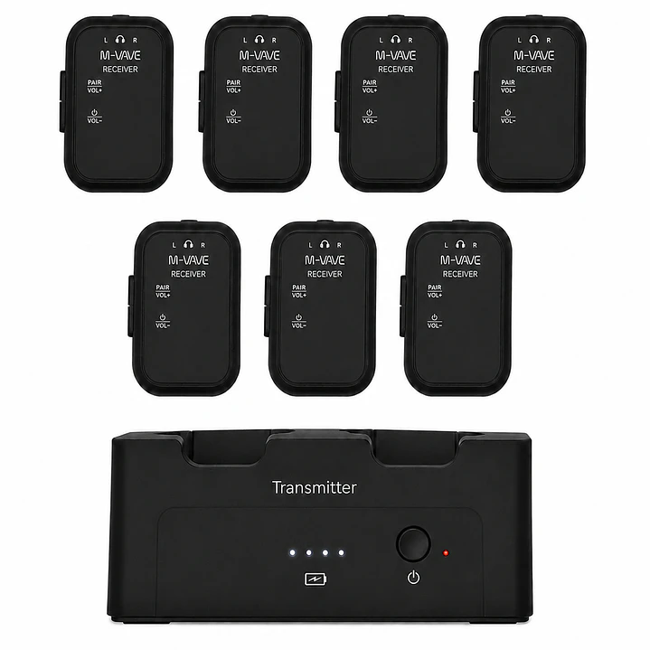 Sistema In Ear Inalámbrico M-VAVE WP-12 2.4 GHz con 7 Receptores 1