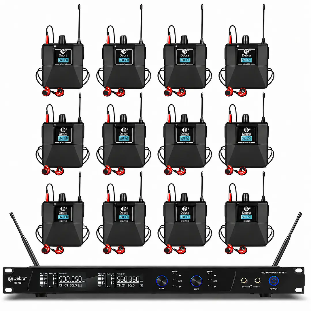 Sistema In Ear Inalámbrico DEBRA ER-202 UHF con 12 Receptores 1