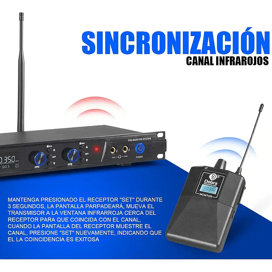 Sistema In Ear Inalámbrico DEBRA ER-202 UHF con 12 Receptores 6