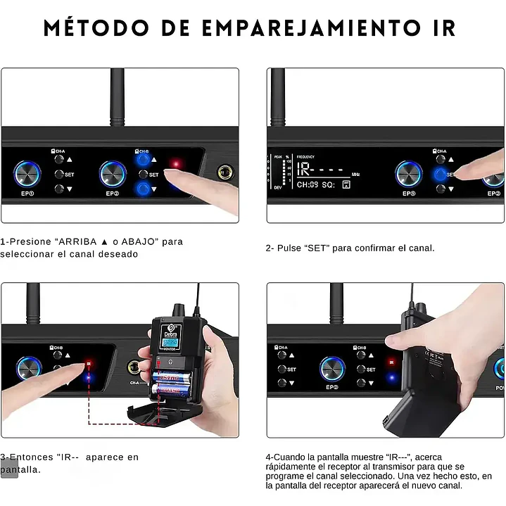 Sistema In Ear Inalámbrico DEBRA ER-202 UHF con 12 Receptores 8