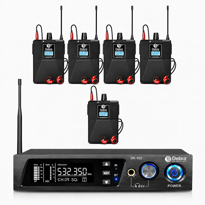 Sistema In Ear Inalámbrico DEBRA ER-102 UHF con 5 Receptores 1