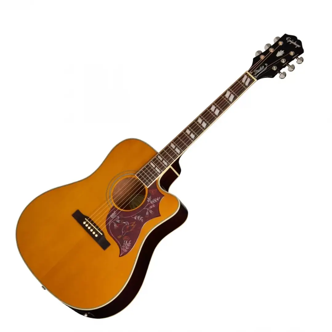 Guitarra Electroacústica Epiphone Hummingbird Studio EC Natural Cutaway Fishman Tapa Sólida 1