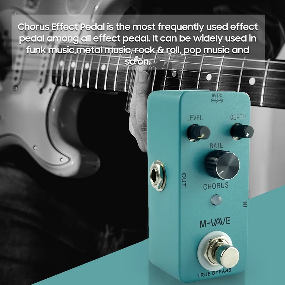 Pedal Chorus M-VAVE para Guitarra – Efecto Chorus Analógico True Bypass 5