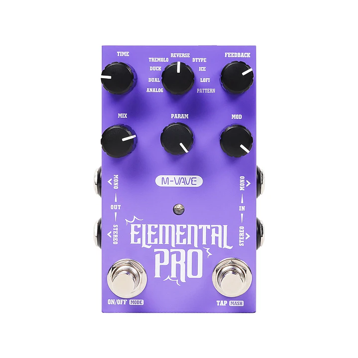 Pedal Delay M-VAVE Elemental Pro Estéreo 9 Modos Tap Tempo 1