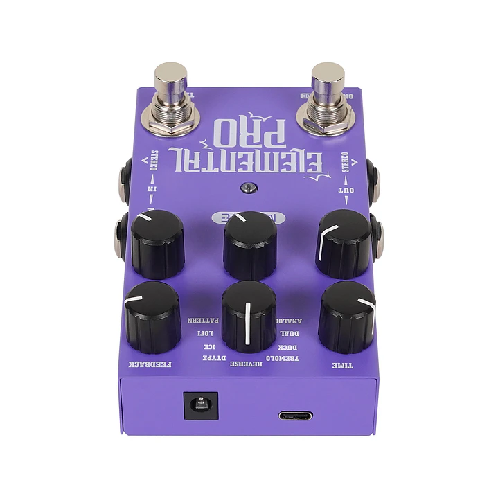 Pedal Delay M-VAVE Elemental Pro Estéreo 9 Modos Tap Tempo 3