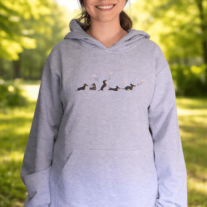 Poleron bordado con perros salchicha Dachshund  1