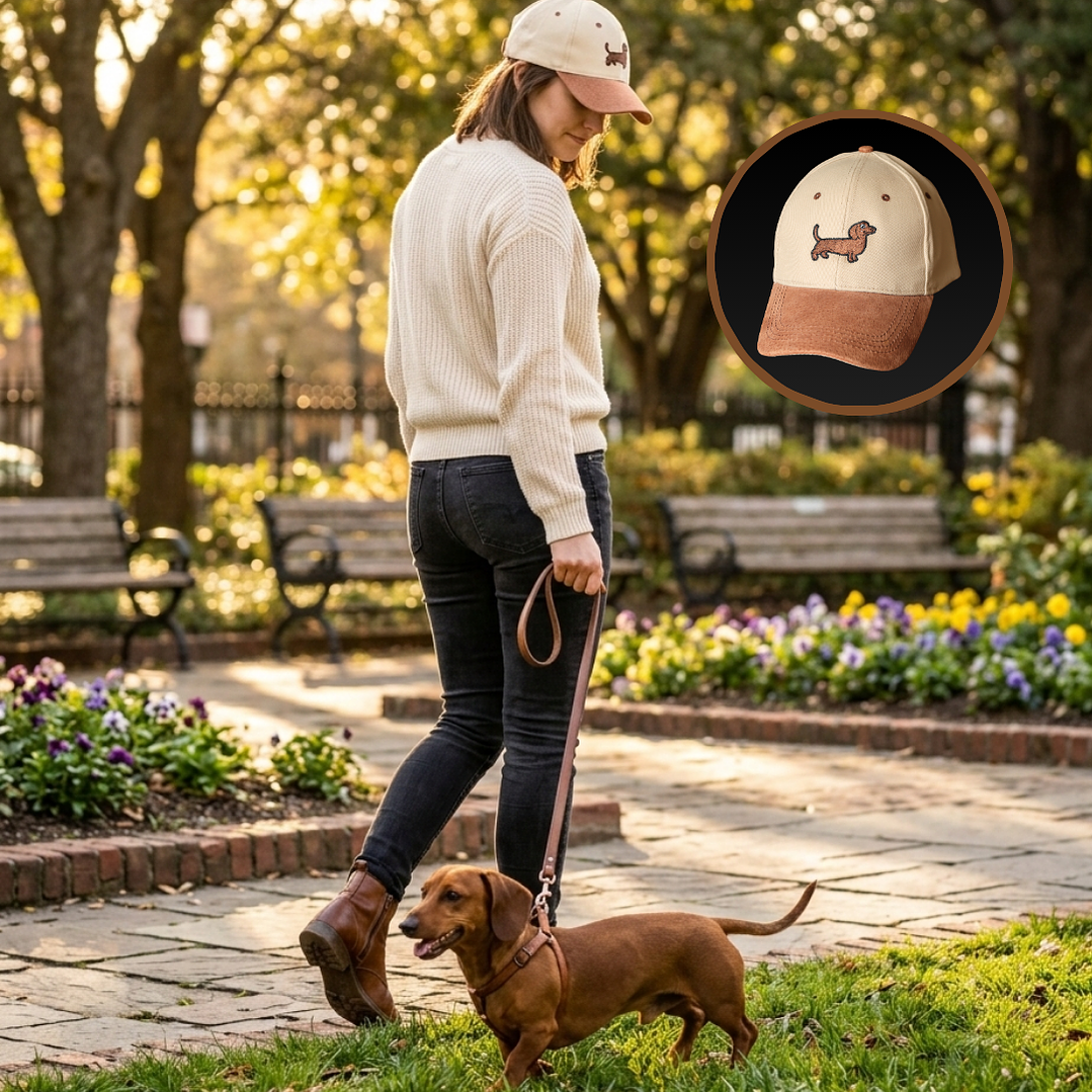 Jockey bordado con perro salchicha dachshund café  2