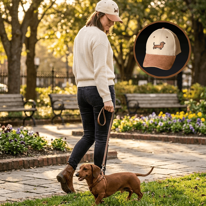 Jockey bordado con perro salchicha dachshund café  2