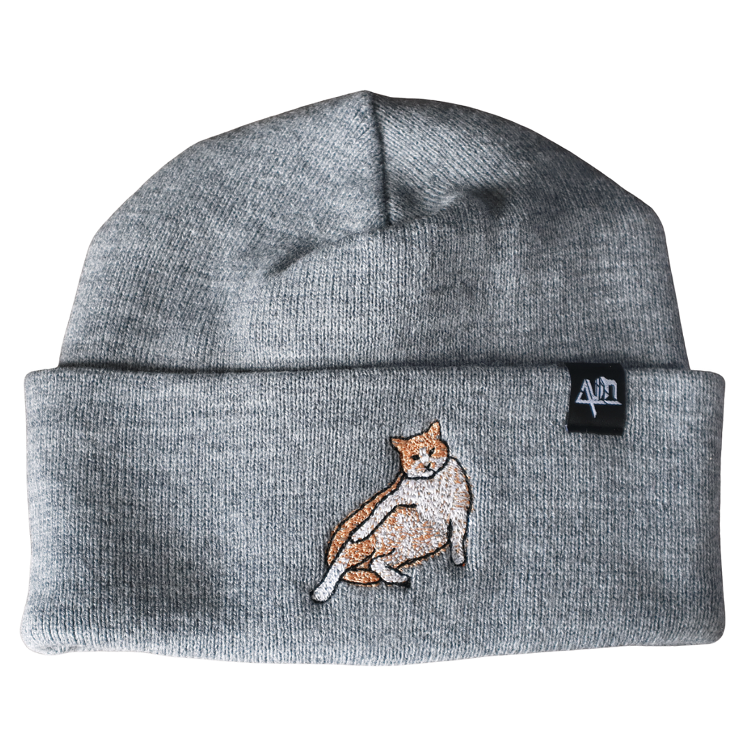Gorro bordado con Gato Naranja Panzón  2