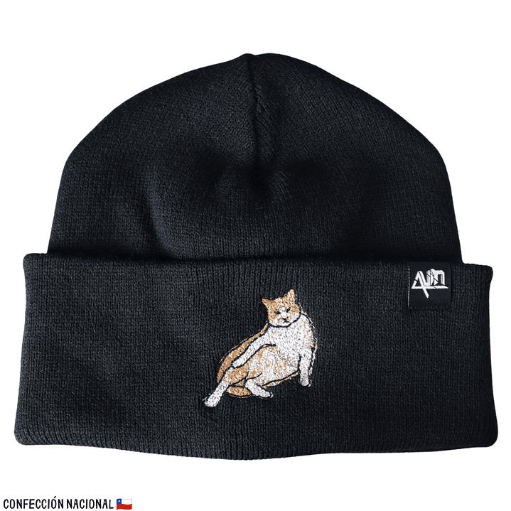Gorro bordado con Gato Naranja Panzón  3