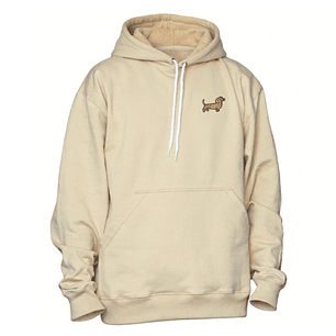 Polerón Hombre bordado con perro Salchicha Dachshund café 