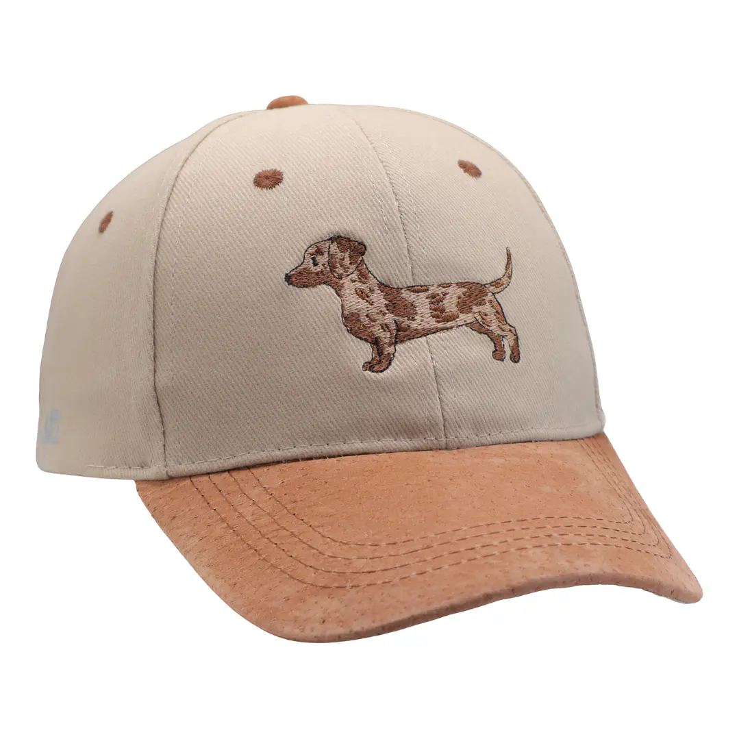 Jockey bordado con perro salchicha dachshund arlequin café  2