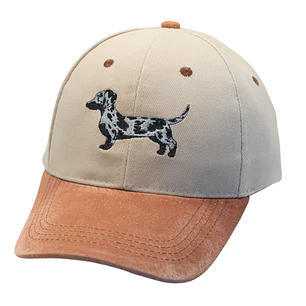 Jockey bordado con perro salchicha dachshund arlequín Gris