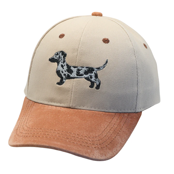 Jockey bordado con perro salchicha dachshund arlequín Gris 1