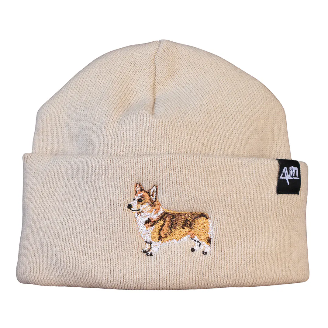 Gorro bordado con perro Corgi 2