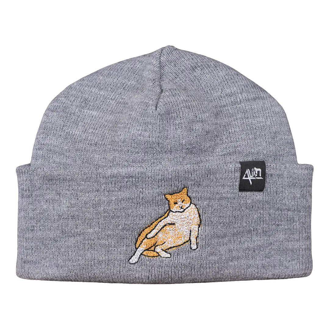 Gorro bordado con Gato Naranja Panzón  4