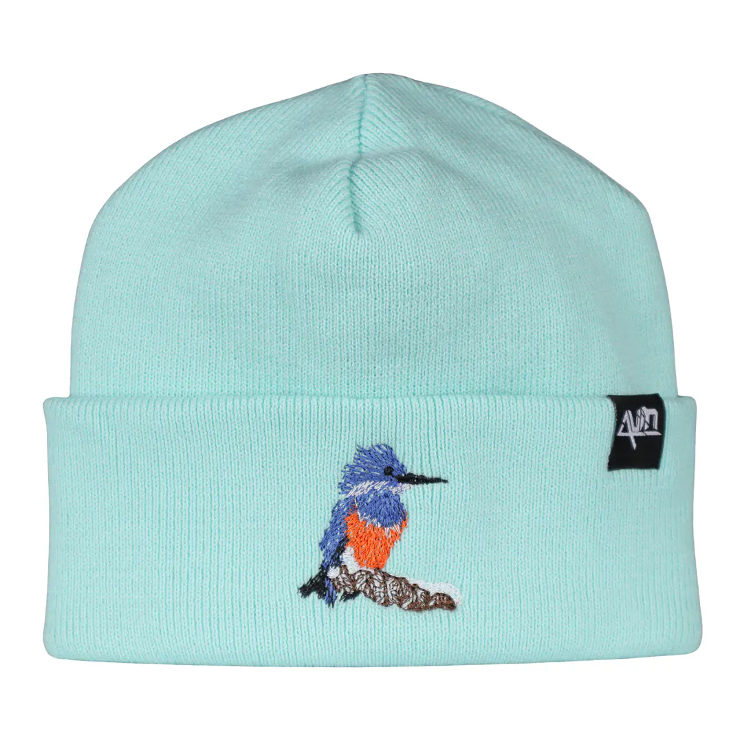Gorro bordado con Martín pescador  4