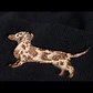 Gorro bordado con salchicha Dachshund Arlequín café  - Miniatura 5