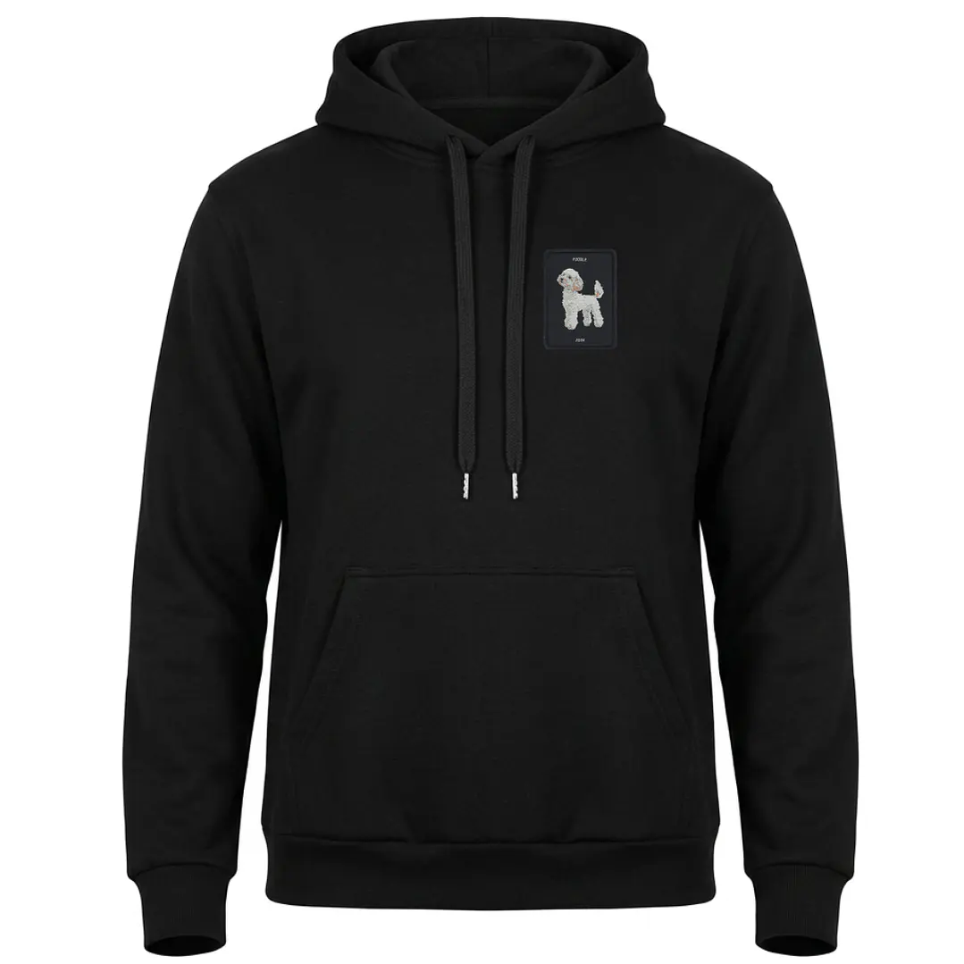 Polerón Mujer y hombre con perro Poodle Tejido en parche  6