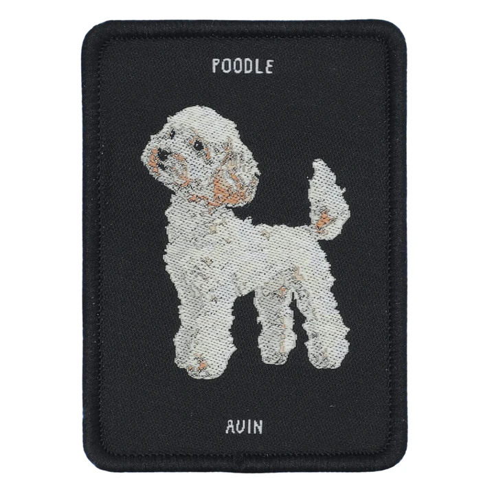 Polerón Mujer y hombre con perro Poodle Tejido en parche  2