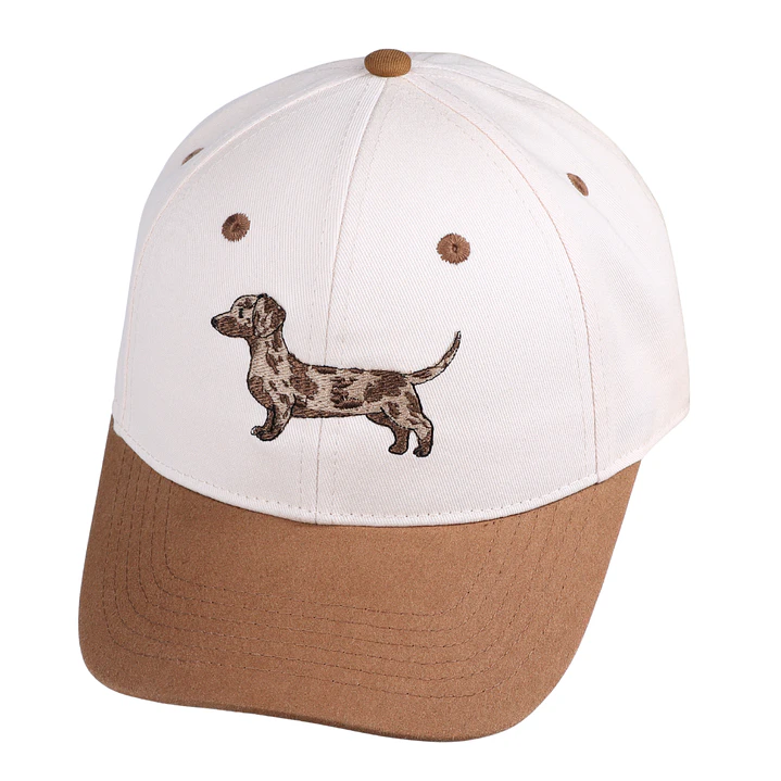 Jockey bordado con perro salchicha dachshund arlequin café  5