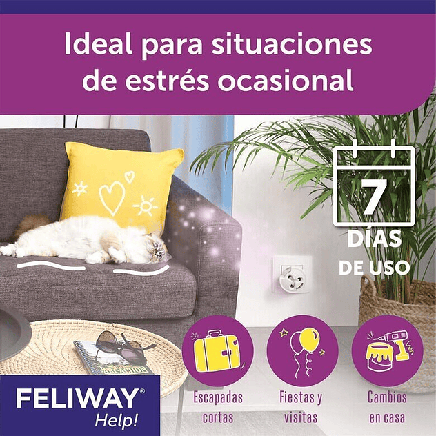 Feliway Help Difusor y Recambio con feromonas para el estrés ocasional 3