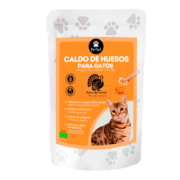 Pet Bel Caldo de Huesos de Pavo de Corral en Sobre para Gatos 1
