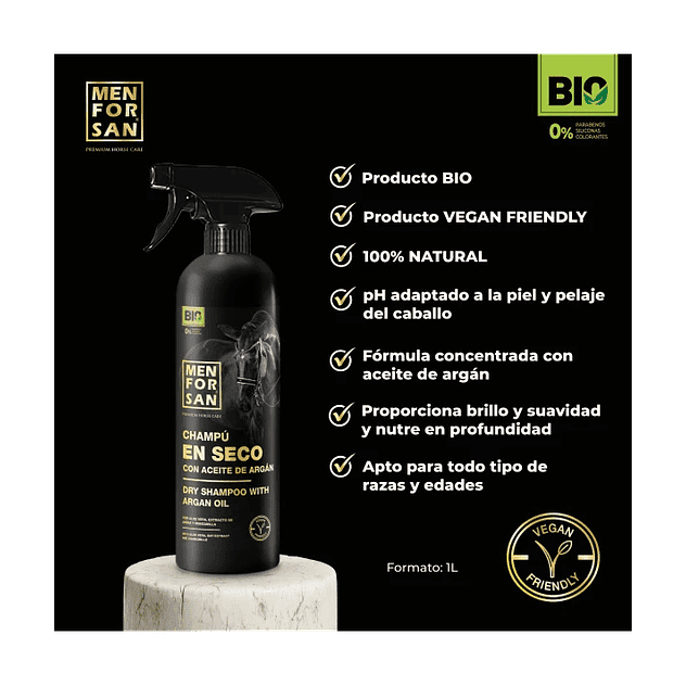 Champú en seco con aceite de argán para caballos 1L 2