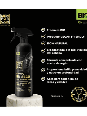 Champú en seco con aceite de argán para caballos 1L