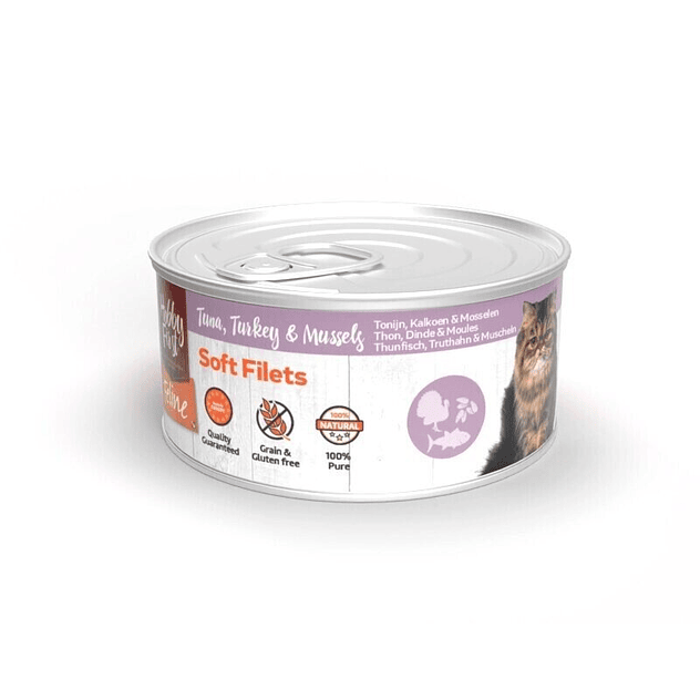 Hobby First Gato Filetes Atún con Pavo y Mejillones Lata 1