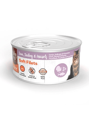 Hobby First Gato Filetes Atún con Pavo y Mejillones Lata