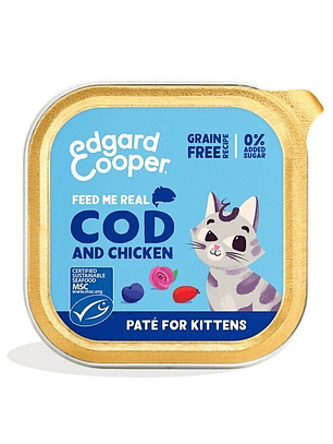 Edgard & Cooper Kitten Bacalao y Pollo Paté Tarrina 85 Gr para Gatos