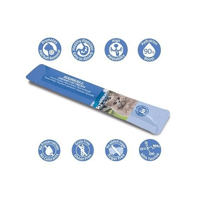 Creamy Cat Treats HAIR BALLS Snack cremoso de atún y pollo 2