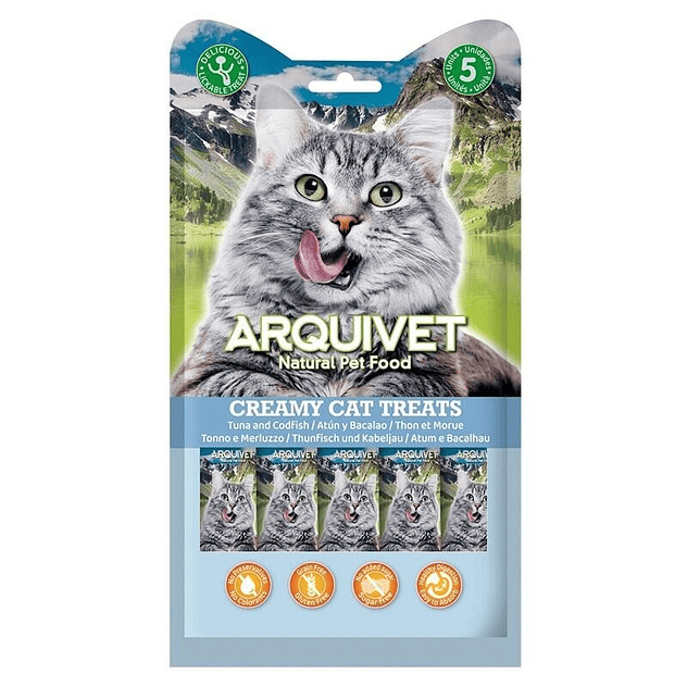 Creamy Cat Treats - Snack cremoso de Atún y Bacalao (bolsa 5 sobres de 14 g) 1