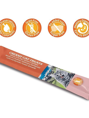Creamy Cat Treats - Snack cremoso de Salmón y gambas (Bolsa con 5 sobres de 14 g