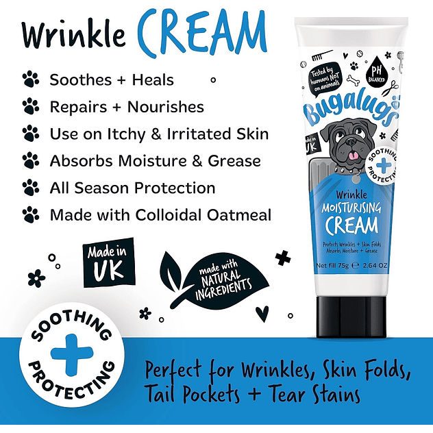 Bugalugs crema de cuidado de arrugas para perros con arrugas y calmante 2