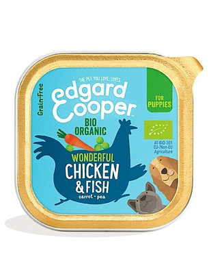 Edgar & Cooper Puppy Bio Pollo y Pescado Orgánico 100 Gr Tarrina para Perros