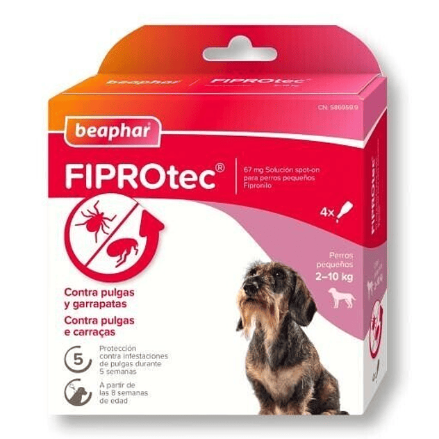 Beaphar Fiprotec Pipetas Spot-On para Perros de 2-10 Kg (67mg) 1