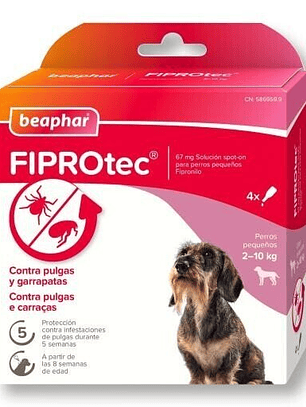Beaphar Fiprotec Pipetas Spot-On para Perros de 2-10 Kg (67mg)