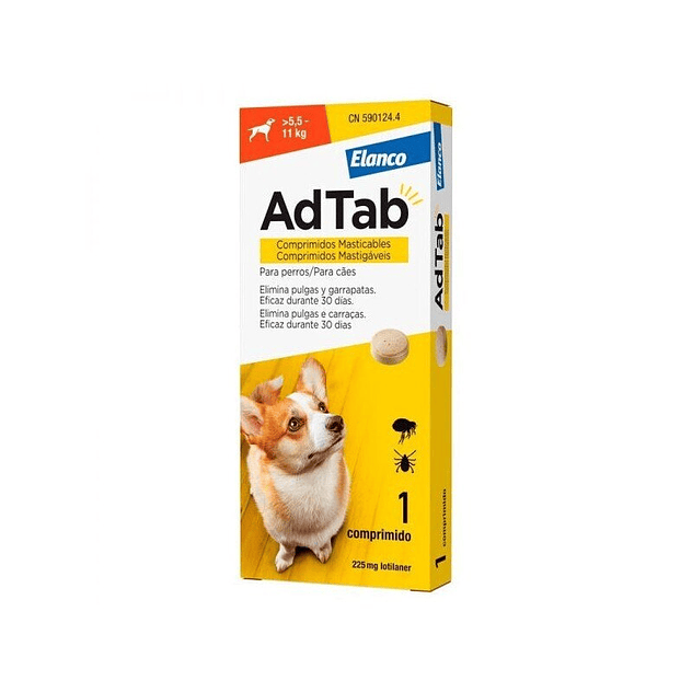 AdTab Comprimido Masticable Antiparasitario 5.5-11 kg 1