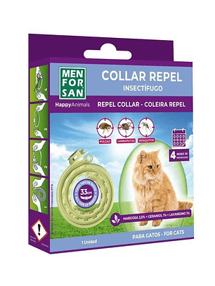 Collar Anti-insectos con margosa, geraniol y lavandino para gatos