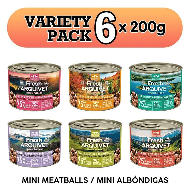 PACK 6 unidades x 200 g Arquivet Fresh Mini Meatballs 3