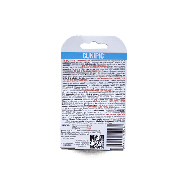 Bloque de Calcio para periquitos Cunipic 2