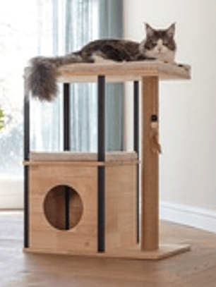 Dbl rascador de madera para gato marrón nala