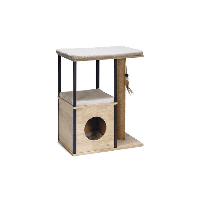Dbl rascador de madera para gato marrón nala 1