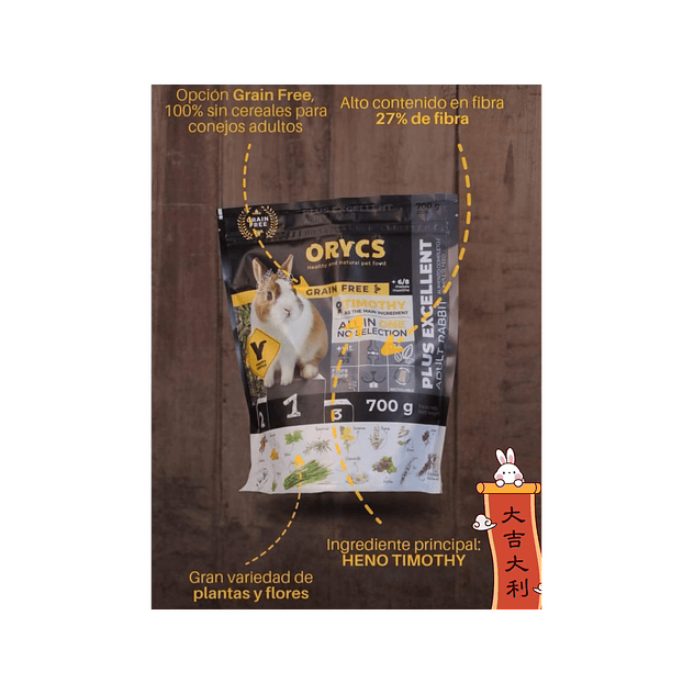 MiniOrycs Adult Plus Exelent Grain Free para Conejo 2