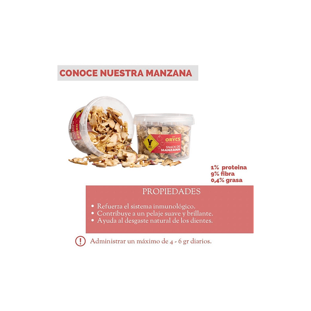 MiniOrycs Snacks Manzana 75gr para Conejos y roedores 2