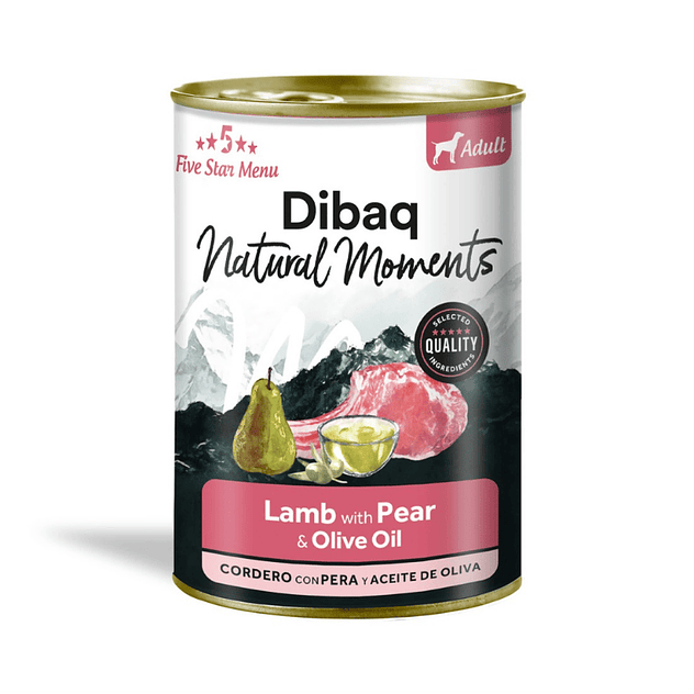 Dibaq Natural Moments Cordero con Pera para Perros 380 Gr 1