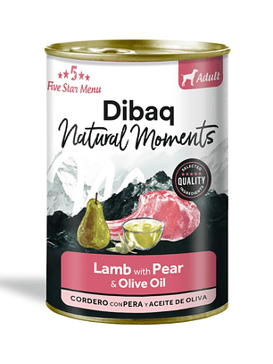 Dibaq Natural Moments Cordero con Pera para Perros 380 Gr